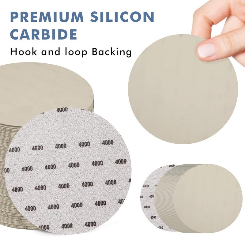GOH DODD 6 Inch 4000 Grit Sanding Disc, 25 Pieces Wet Dry Sandpaper Hook and Loop Sanding Pads Silicon Carbide Sand Paper for Random Orbital Sander Auto Metal Glass Resin Wood Polishing Sanding - Image 2